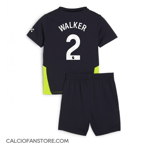 Maglia Calcio Manchester City Kyle Walker #2 Seconda Divisa Bambino 2024-25 Manica Corta (+ pantaloncini)